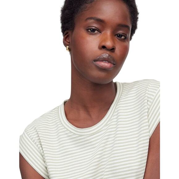 Madewell Dusty Celadon Stripe Side-Cinch Muscle Tee XS NWT - Picture 5 of 9